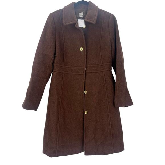 J. Crew Wool-Blend Lined Lady Day Coat Long Sleeve Brown Size 8 NWT - Picture 6 of 12